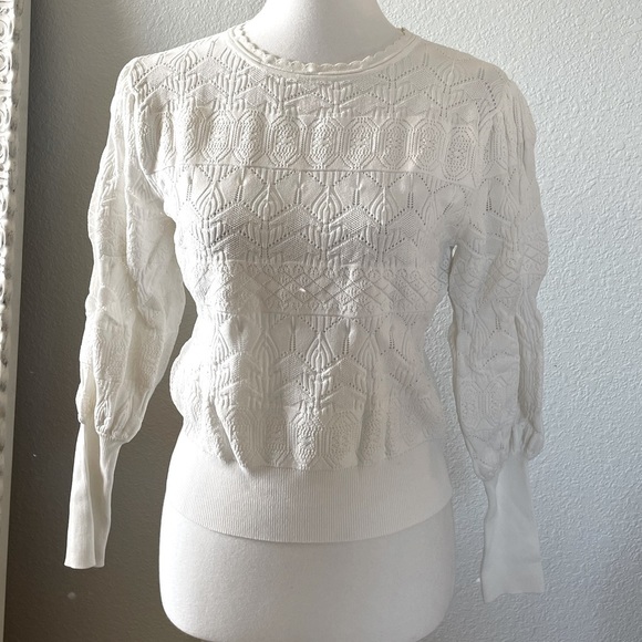 Zara Crochet Balloon Sleeve Sweater - Picture 5 of 7